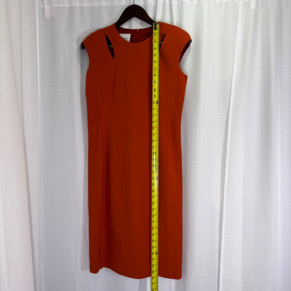 Akris Punto Sheath Dress Sz 6 Red Orange Cutout Textured Sleeveless Knee Length - Picture 8 of 16